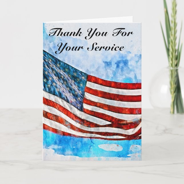 Happy Veteran Day Watercolor America Flag Danke (Vorderseite)