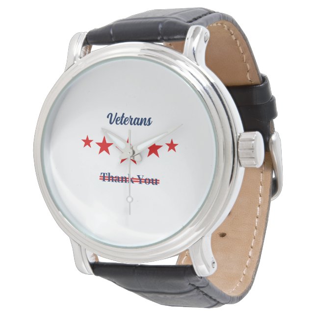 Happy Veterans Day Armbanduhr (Schrägansicht)