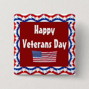 Happy Veterans Day Button w/US Flagge