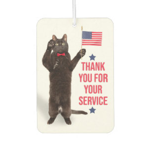Happy Veterans Day Cat Holding Flag und Saluting Autolufterfrischer