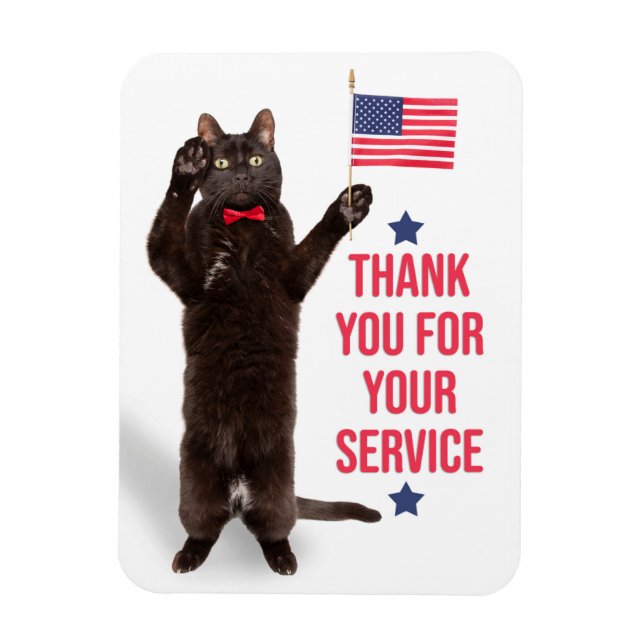 Happy Veterans Day Cat Holding Flag und Saluting Magnet (Vertikal)