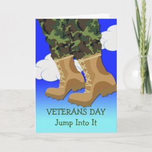 Happy Veterans Day for Paratrooper Boots in Air Karte