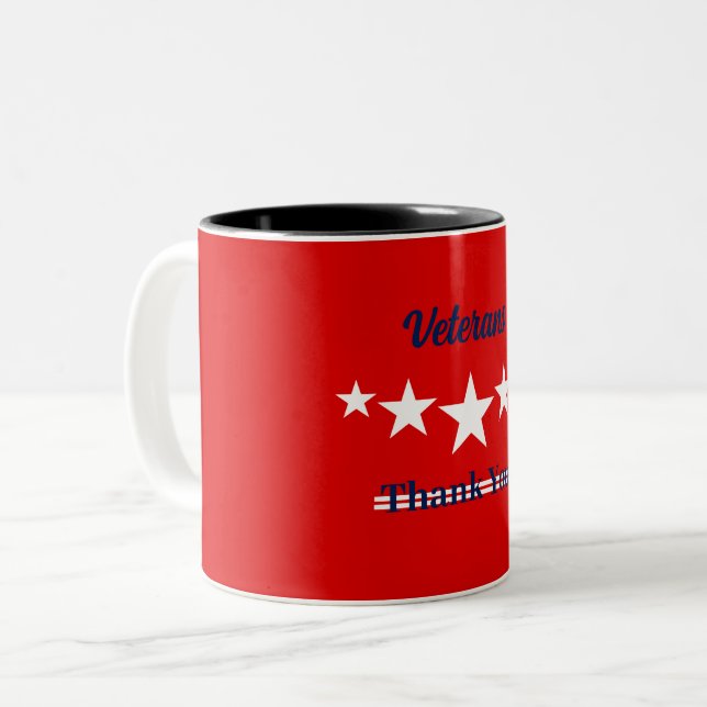 Happy Veterans Day Zweifarbige Tasse (Vorderseite Links)