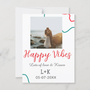 Happy Vibes Feiertagsamt Name Datum Hochzeit rot Postkarte