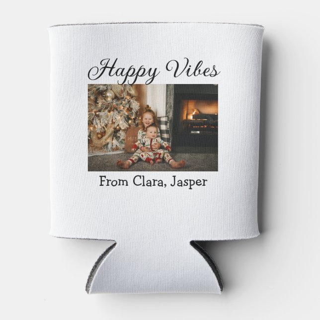 Happy vibes Kinderfamilie Weihnachts Foto Einladun Dosenkühler (Vorderseite)