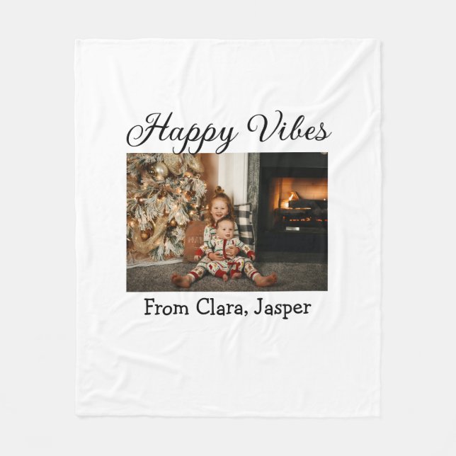Happy vibes Kinderfamilie Weihnachts Foto Einladun Fleecedecke (Vorderseite)