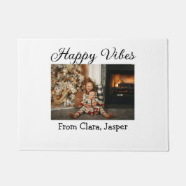 Happy vibes Kinderfamilie Weihnachts Foto Einladun Fußmatte