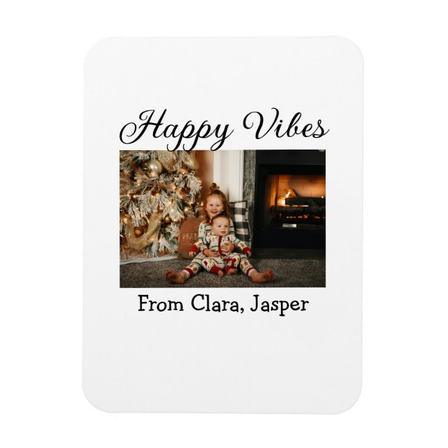 Happy vibes Kinderfamilie Weihnachts Foto Einladun Magnet (Vertikal)