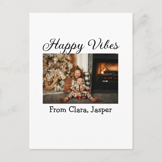 Happy vibes Kinderfamilie Weihnachts Foto Einladun Postkarte (Vorderseite)