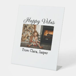 Happy vibes Kinderfamilie Weihnachts Foto Einladun Sockelschild