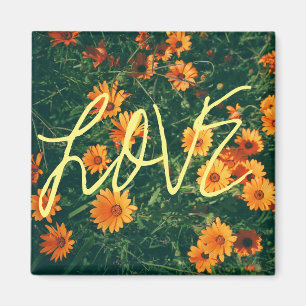 Happy Vibes Liebe Orange Blume Magnet
