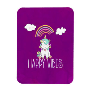 Happy Vibes Typografie Niedlich Lächeln Einhorn Magnet