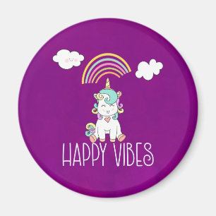 Happy Vibes Typografie Niedlich Lächeln Einhorn Magnet