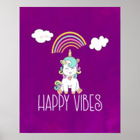 Happy Vibes Typografie Niedlich Lächeln Einhorn
