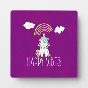 Happy Vibes Typografie Phantastisch Rainbow & Unic Fotoplatte