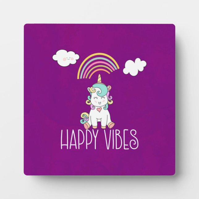 Happy Vibes Typografie Phantastisch Rainbow & Unic Fotoplatte (Vorderseite)