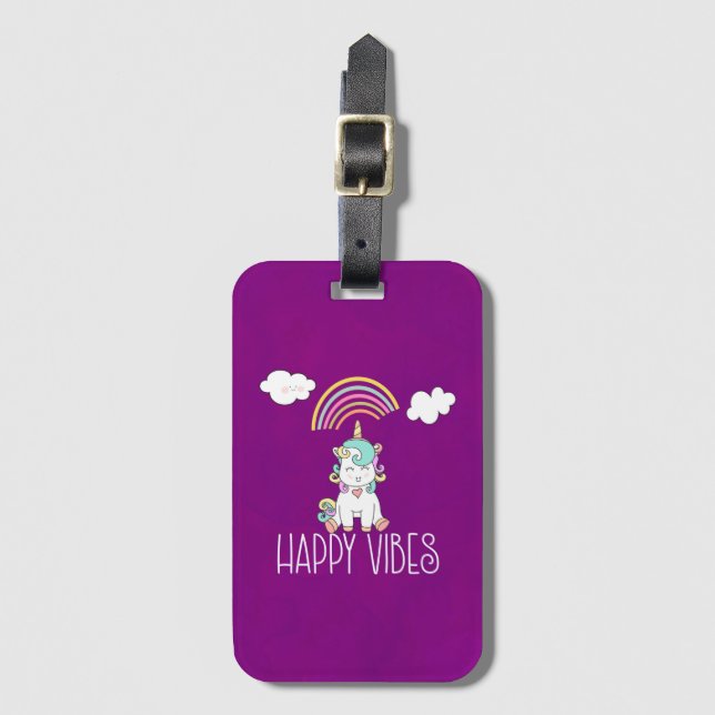 Happy Vibes Typografie Phantastisch Rainbow & Unic Gepäckanhänger (Vorderseite Vertikal)