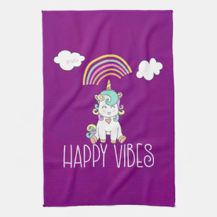 Happy Vibes Typografie Phantastisch Rainbow & Unic Geschirrtuch