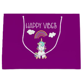 Happy Vibes Typografie Phantastisch Rainbow & Unic Große Geschenktüte