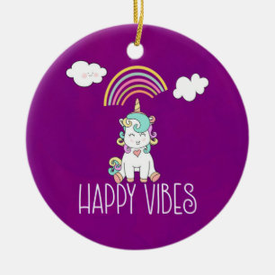 Happy Vibes Typografie Phantastisch Rainbow & Unic Keramikornament