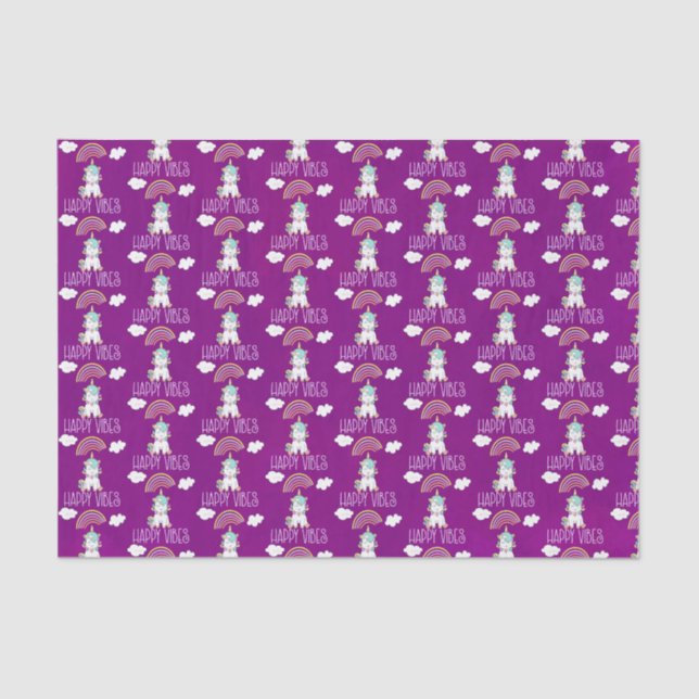 Happy Vibes Typografie Phantastisch Rainbow & Unic Seidenpapier (Vorderseite)