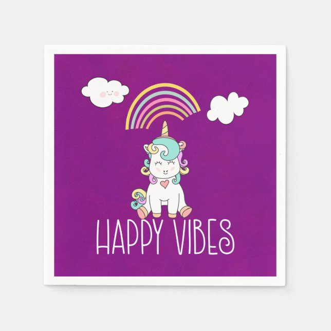 Happy Vibes Typografie Phantastisch Rainbow & Unic Serviette (Vorderseite)