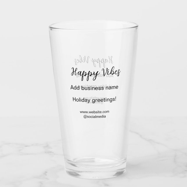 Happy vibes Weihnachtsfeiertage Grußgeschäft Glas (Vorderseite)