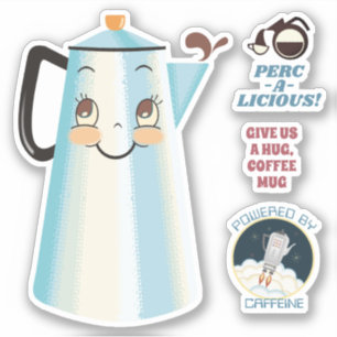 Happy Vintag Retro Kaffeekanne Perkolator Aufkleber