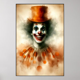 Happy Vintage Wasserfarbe Clown mit einem fröhlich Poster
