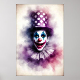 Happy Vintage Wasserfarbe Clown mit einem fröhlich Poster