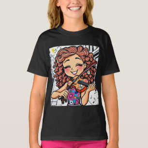 Happy Violin Girl Cartoon für Musikfans T-Shirt