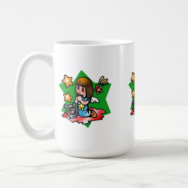 Happy Virgo Angel mit Harp Kaffeetasse (Links)