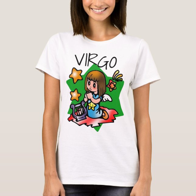Happy Virgo Angel mit Harp T-Shirt (Vorderseite)