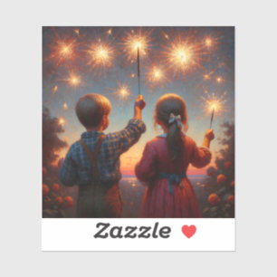 Happy Vurth Children mit Sparklern Personalisiert Aufkleber