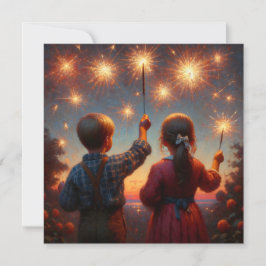 Happy Vurth Children mit Sparklern Personalisiert Karte