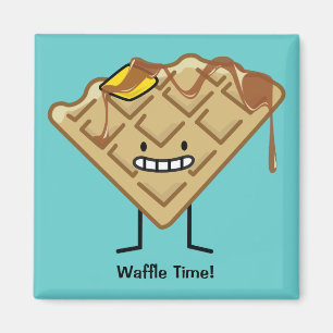 Happy Waffle mit Sirup und Butterbrot Magnet