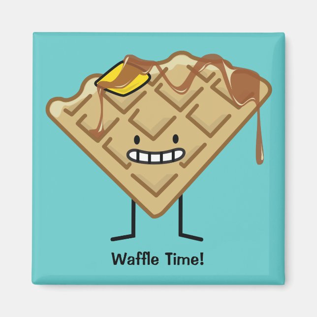 Happy Waffle mit Sirup und Butterbrot Magnet (Vorne)