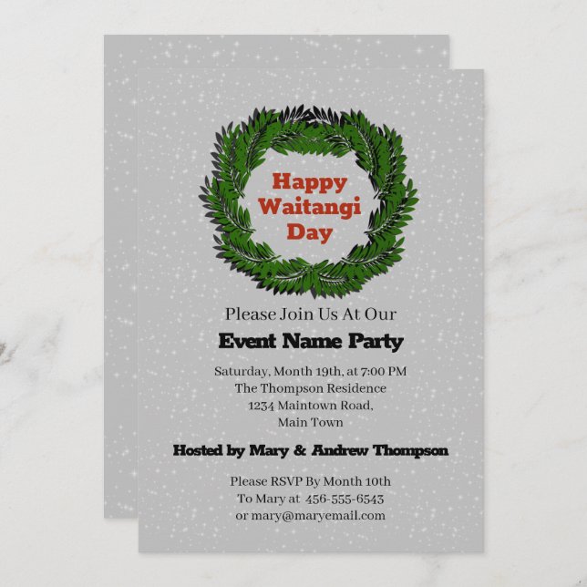 Happy Waitangi Day Fern Neuseeland Einladung (Vorne/Hinten)