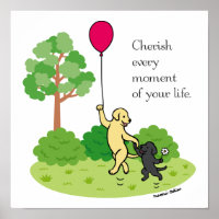 Happy Walking Labradors Cherish Poster
