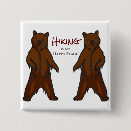 Happy Wandern im Freien Natur Grizzly Bär Button