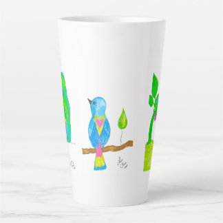 Happy Watercolor Birds Latte Tasse