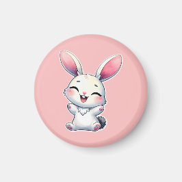 Happy Watercolor Bunny Magnet
