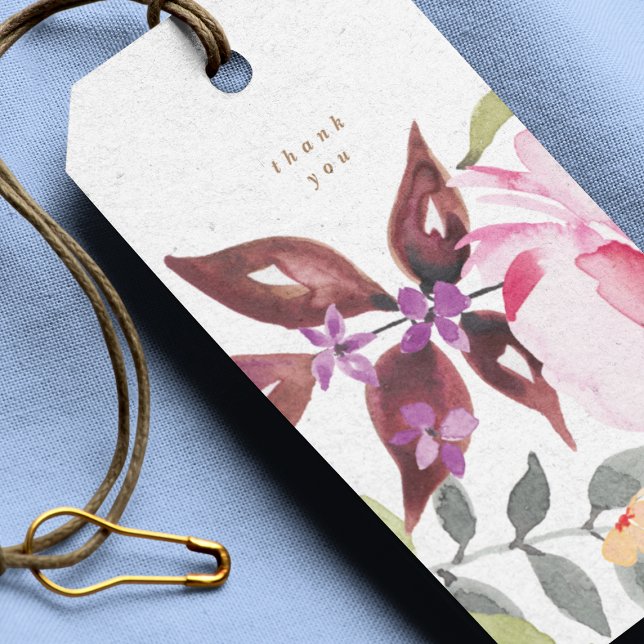 Happy Watercolor Florals Gastgeschenk Hochzeit Geschenkanhänger (Von Creator hochgeladen)