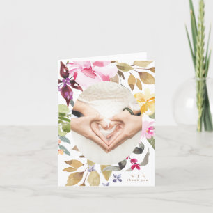 Happy Watercolor Florals Wedding geklappt Dankeskarte