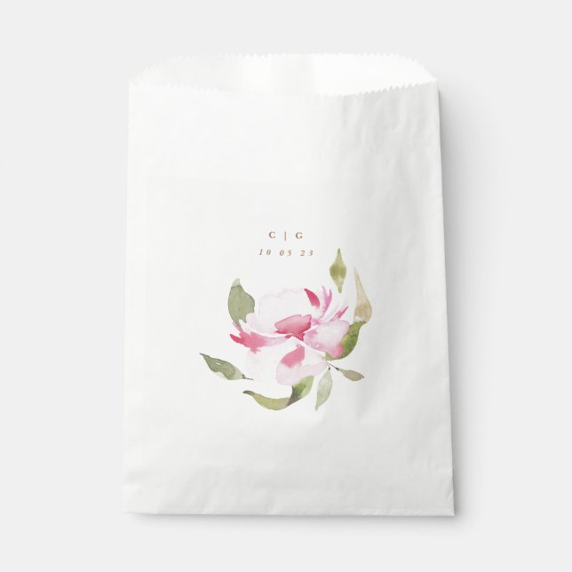 Happy Watercolor Florals Wedding Monogram Geschenktütchen (Vorderseite)