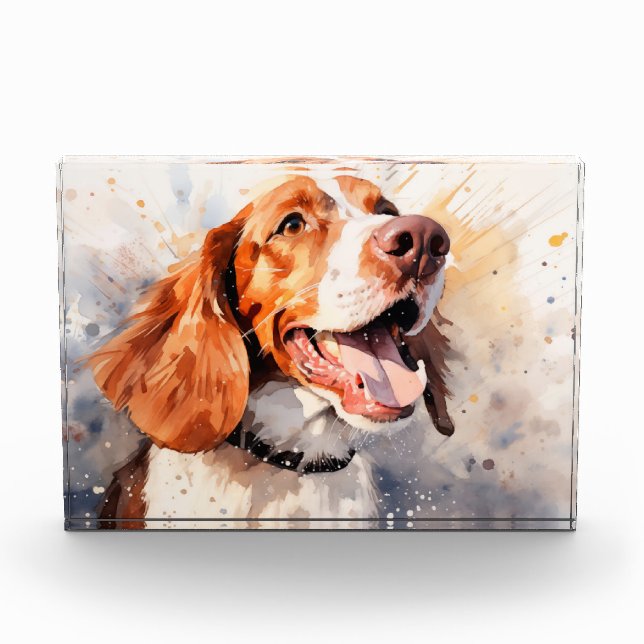 Happy Watercolor Hunde Kunst drucken Fotoblock (Vorderseite)