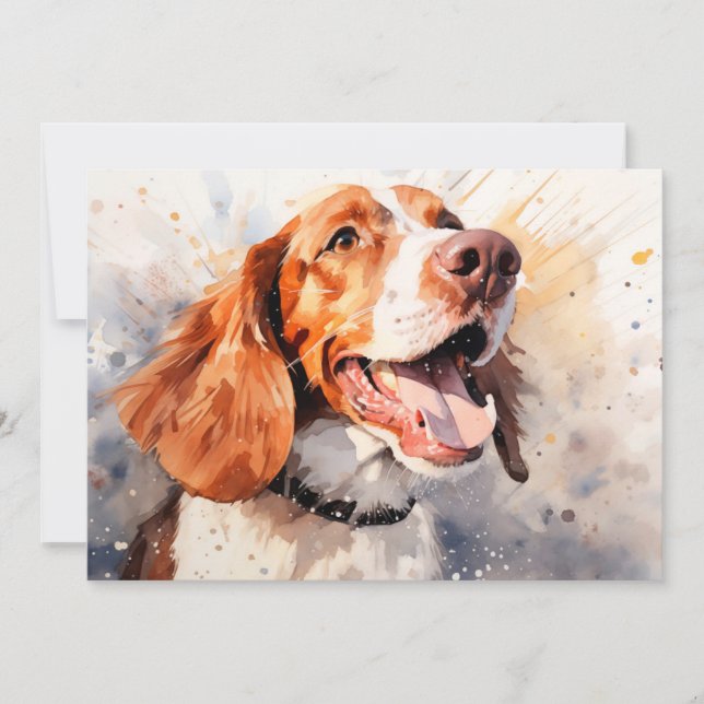 Happy Watercolor Hunde Kunst drucken Karte (Vorderseite)