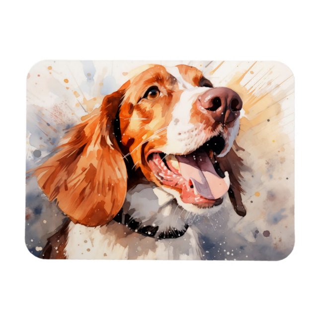 Happy Watercolor Hunde Kunst drucken Magnet (Horizontal)