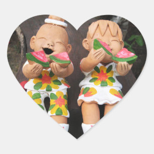 Happy Watermelon Friends Herz-Aufkleber