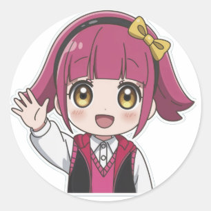 "Happy Wave Anime Sticker" Runder Aufkleber